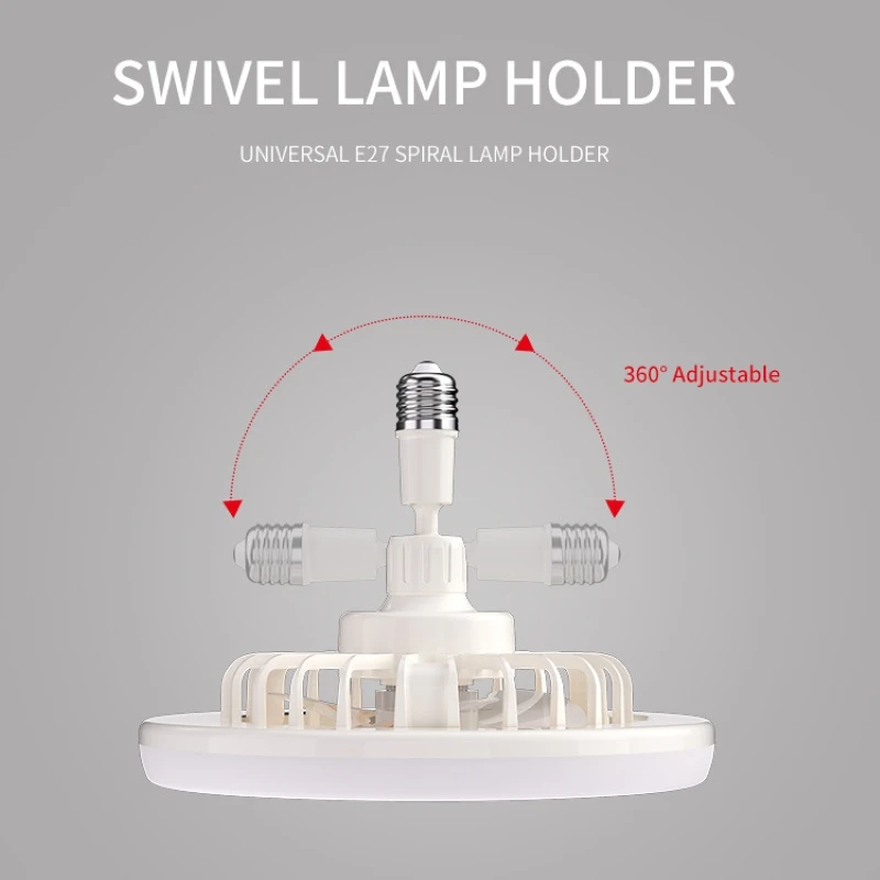 E27 30w LED Ceiling Fan with Light Remote Control Dimmable Ceiling Bulb with Cooling Fan 3 Modes Indoor Bedroom Chandelier