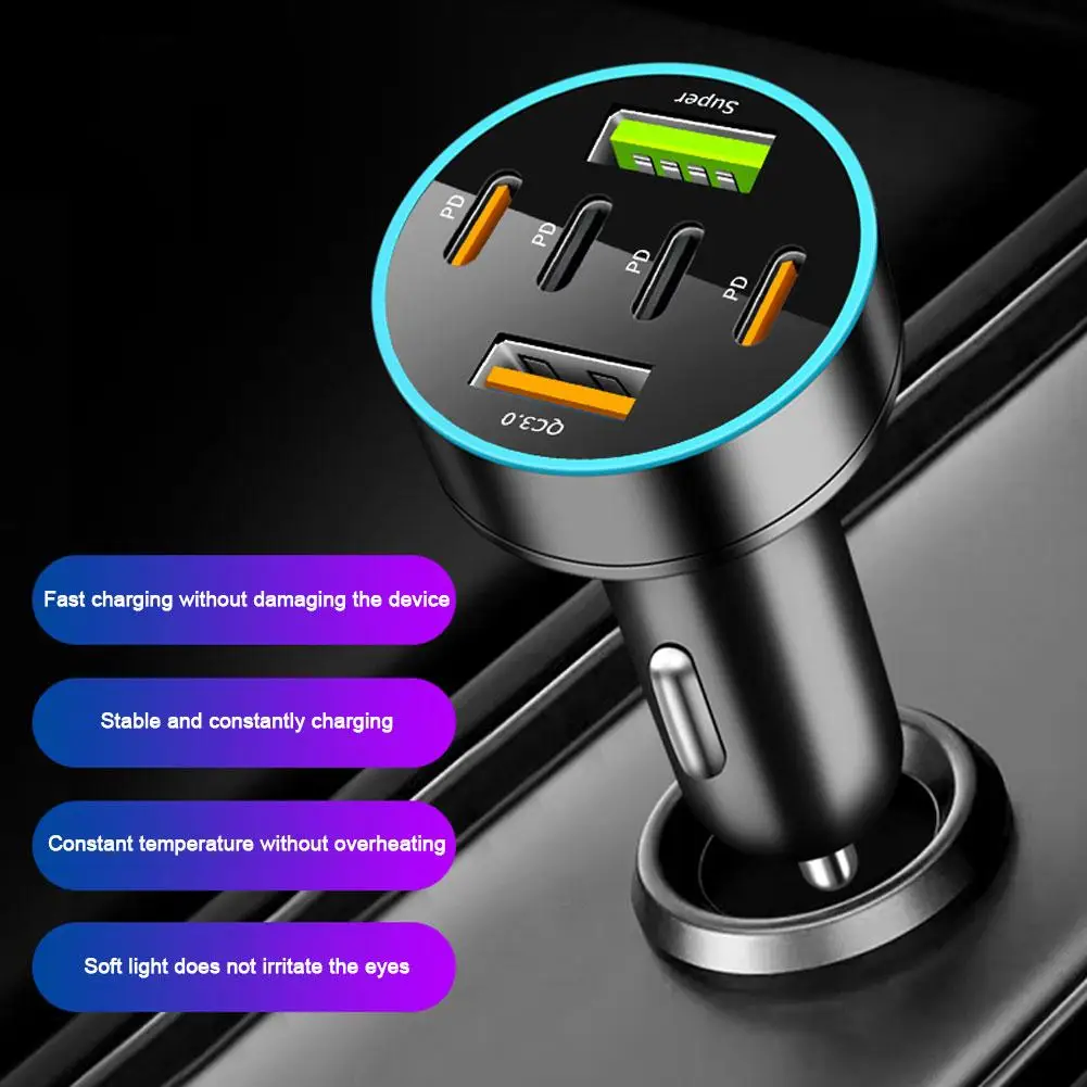 66W USB Car Charger Type C Fast Charging Phone Adapter For Xiaomi PD Phone Charger Car Adapter Socket Cigarette Lighter