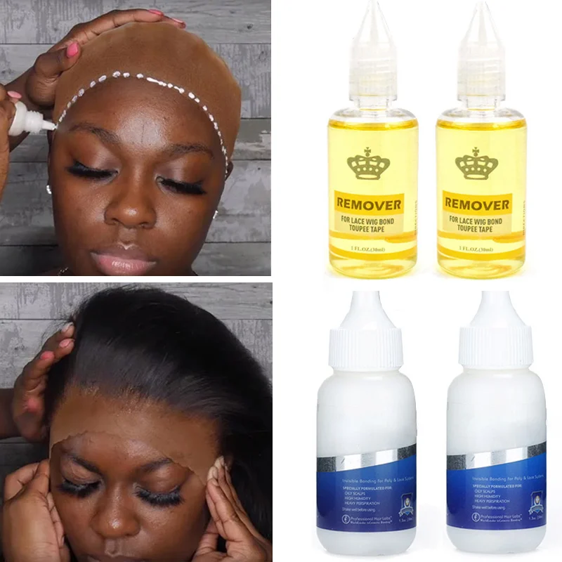 Conjunto de kit de instalação de peruca, 7 peças, hd, tampas de peruca, cola e removedor, faixa de derretimento para renda frontal, bastão de cera com escova de borda