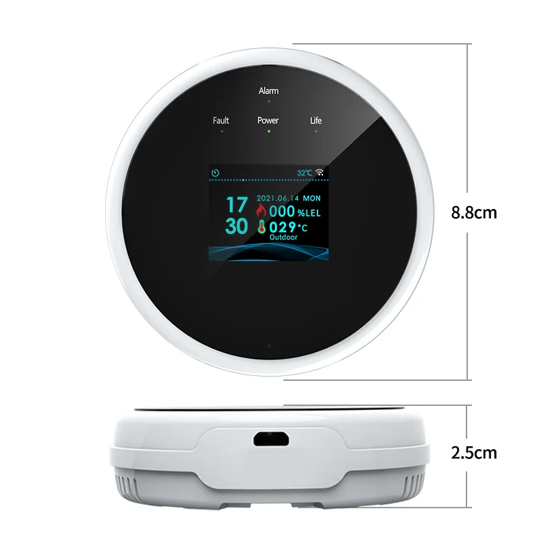 Tuya-WiFi Detector De Vazamento De Gás, Alarme De Gás Combustível, Tela Colorida, Temperatura De Exibição, Smart Life APP, Cozinha, Villa, Armazém