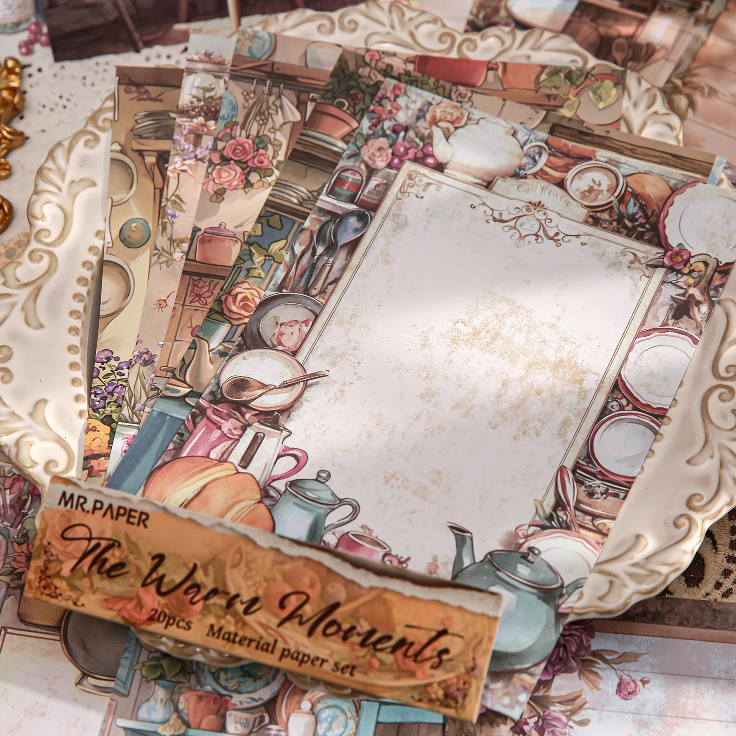 Mr. Paper 20/100Pcs/bag Warm Moments Series Material Paper for DIY Handbook Phone Case Photo Frame Glass Bottle Decoration