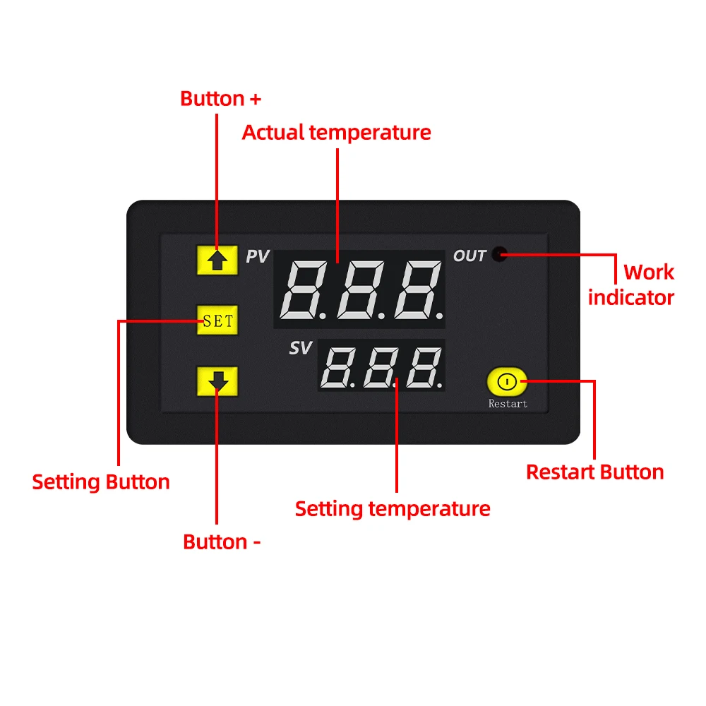 W3230 Thermostat Microcomputer Temperature Controller DC 12V AC 110V 220V 20A With Heating Cooling Control Instrument