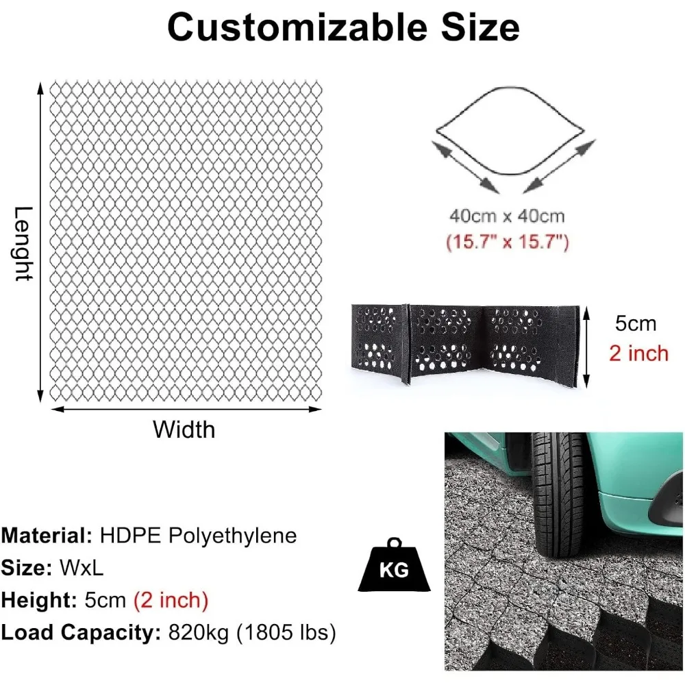 2 inch Geocell Ground Grid, HDPE Geo grid Ground Gravel Grid, Geogrid Driveway, Permeable Paver System Ground Stabilization Grid