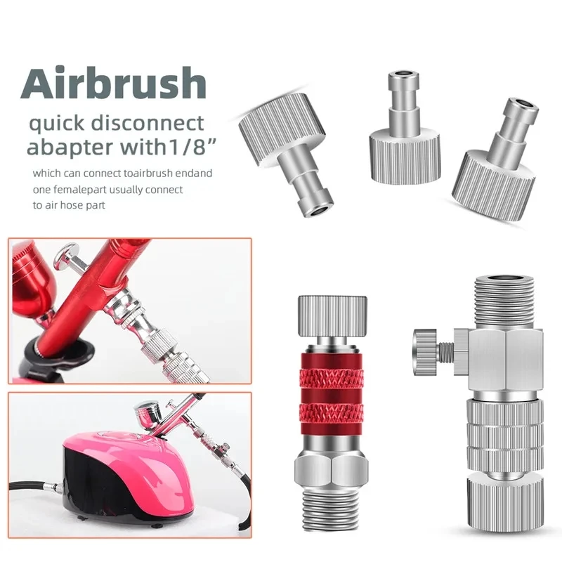 Air Brush Quick Release Coupling  Adapter Airbrush Adjustment Control Valve Quick Disconnect Fit 1/8"Tool for Airbrush Sprayer