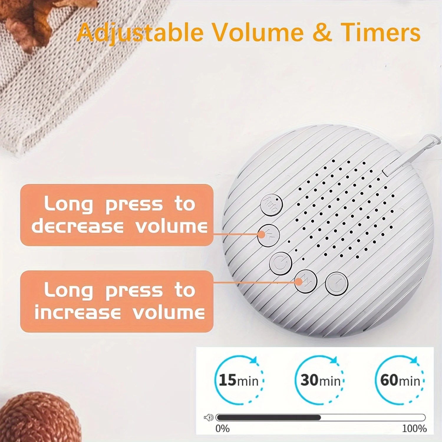 เครื่องเสียงสีขาว 10/12 เสียง USB ชาร์จแบบพกพา Sleep Machine สําหรับทารกผู้ใหญ่ผู้สูงอายุจับเวลา Volume Sleeping & ผ่อนคลาย