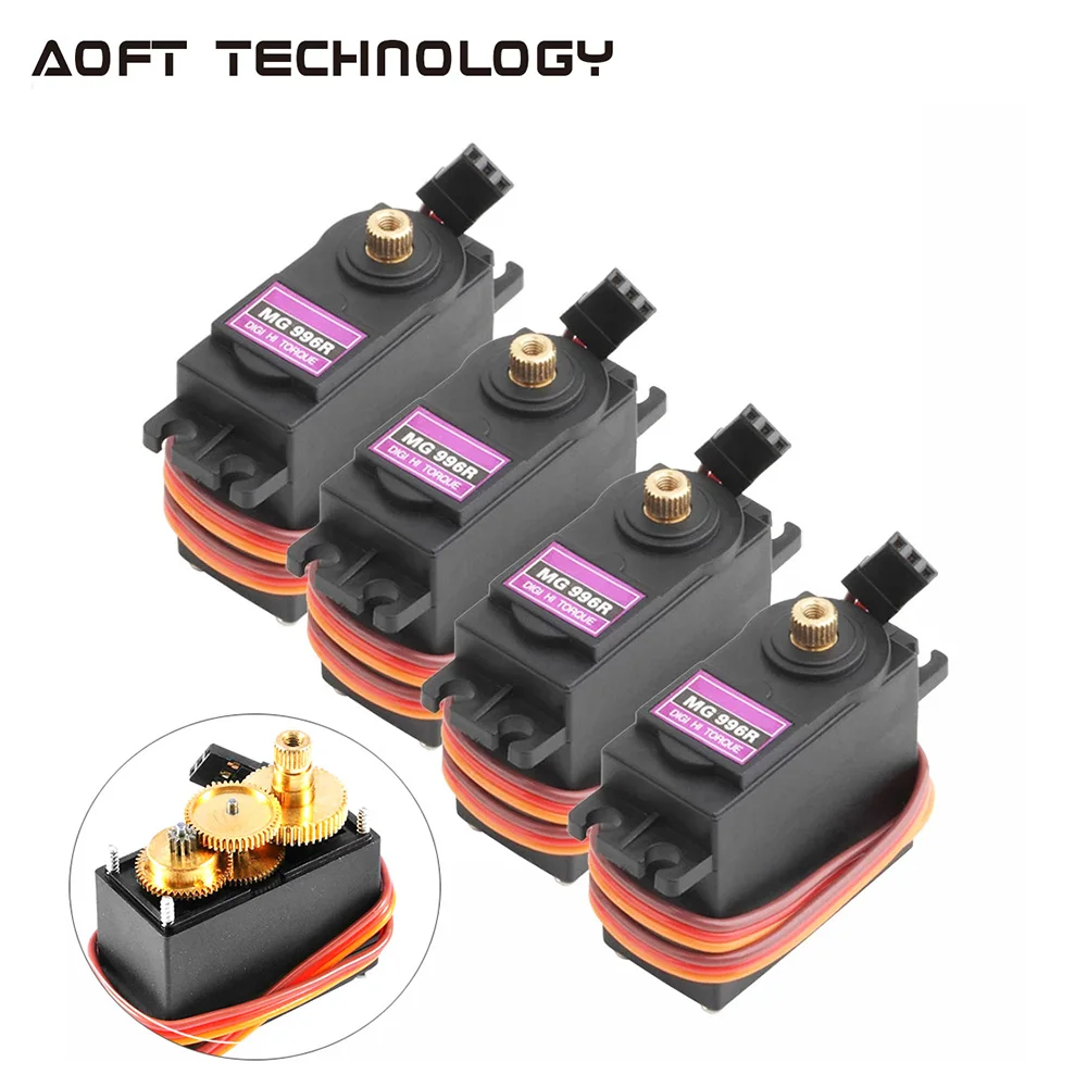 Servomoteurs numériques 13KG 15KG, 4 pièces, MG995 MG996R, engrenage tout en métal pour JR voiture RC modèle hélicoptère bateau Arduino UNO DIY