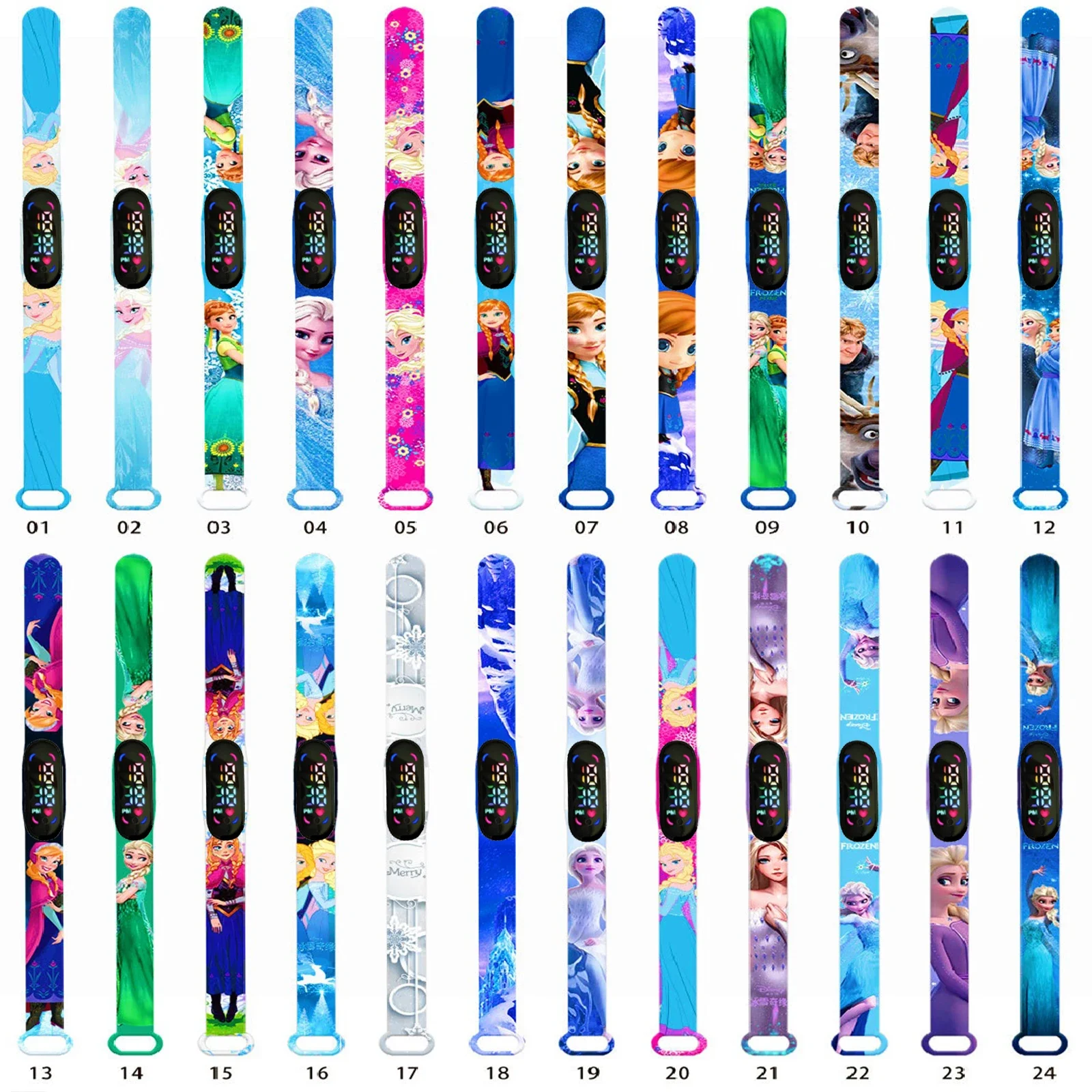 นาฬิกาดิจิทัลของเด็ก Disney Frozen ตุ๊กตาขยับแขนขาได้เอลซาแอนนาสัมผัส LED การ์ตูนกันน้ำนาฬิกาอิเล็กทรอนิกส์ของเล่นของขวัญวันเกิด