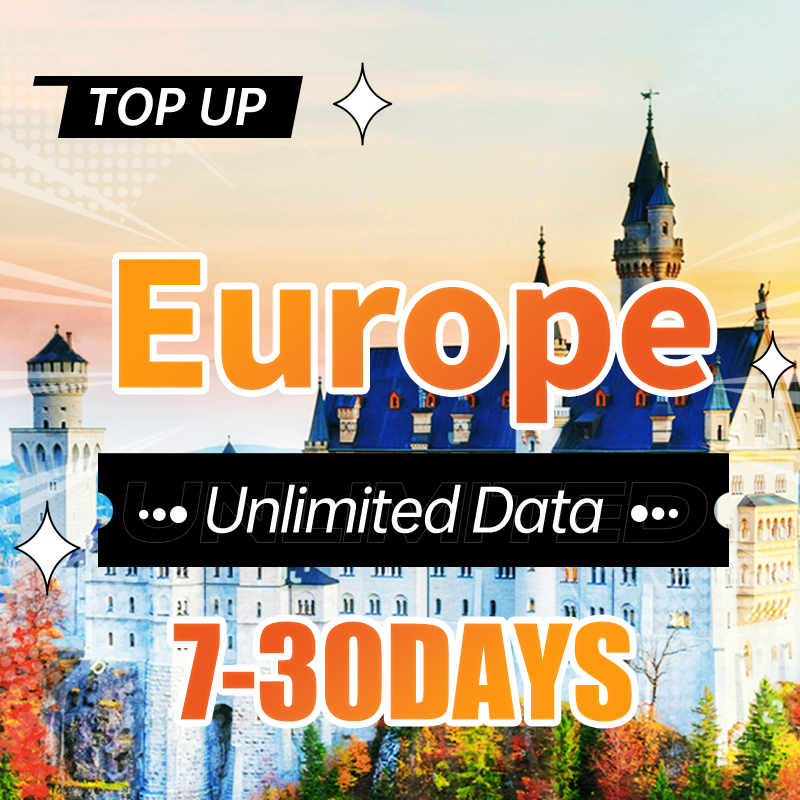 Tarjeta SIM prepaga de Europa y Reino Unido, datos ilimitados de alta velocidad para Francia, Turquía, Italia, Alemania, España, Suiza, compatible con eSIM