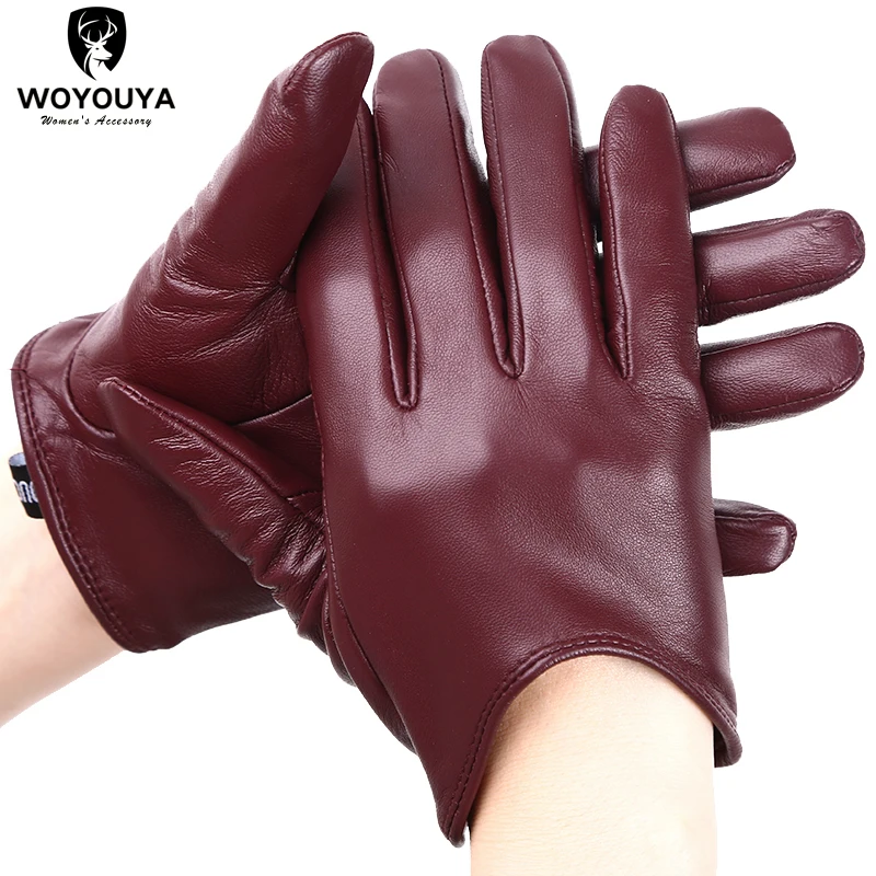 Moda cor acessórios de vestuário luvas de couro feminino, luva curta confortável feminino, luvas de inverno quentes-2001