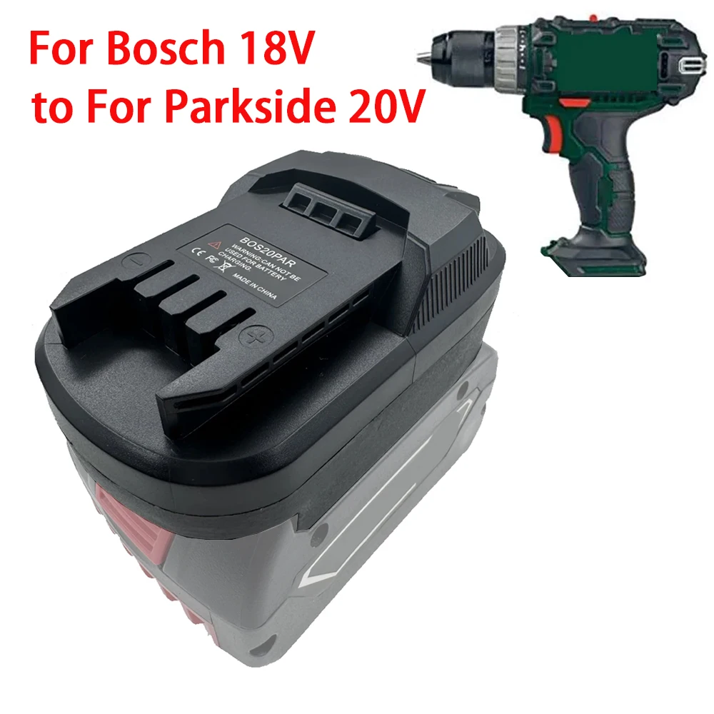 Convertidor adaptador para batería de iones de litio Bosch de 18V BAT609 BAT618 a herramientas eléctricas de batería inalámbrica Parkside de 20V uso PAP20A1