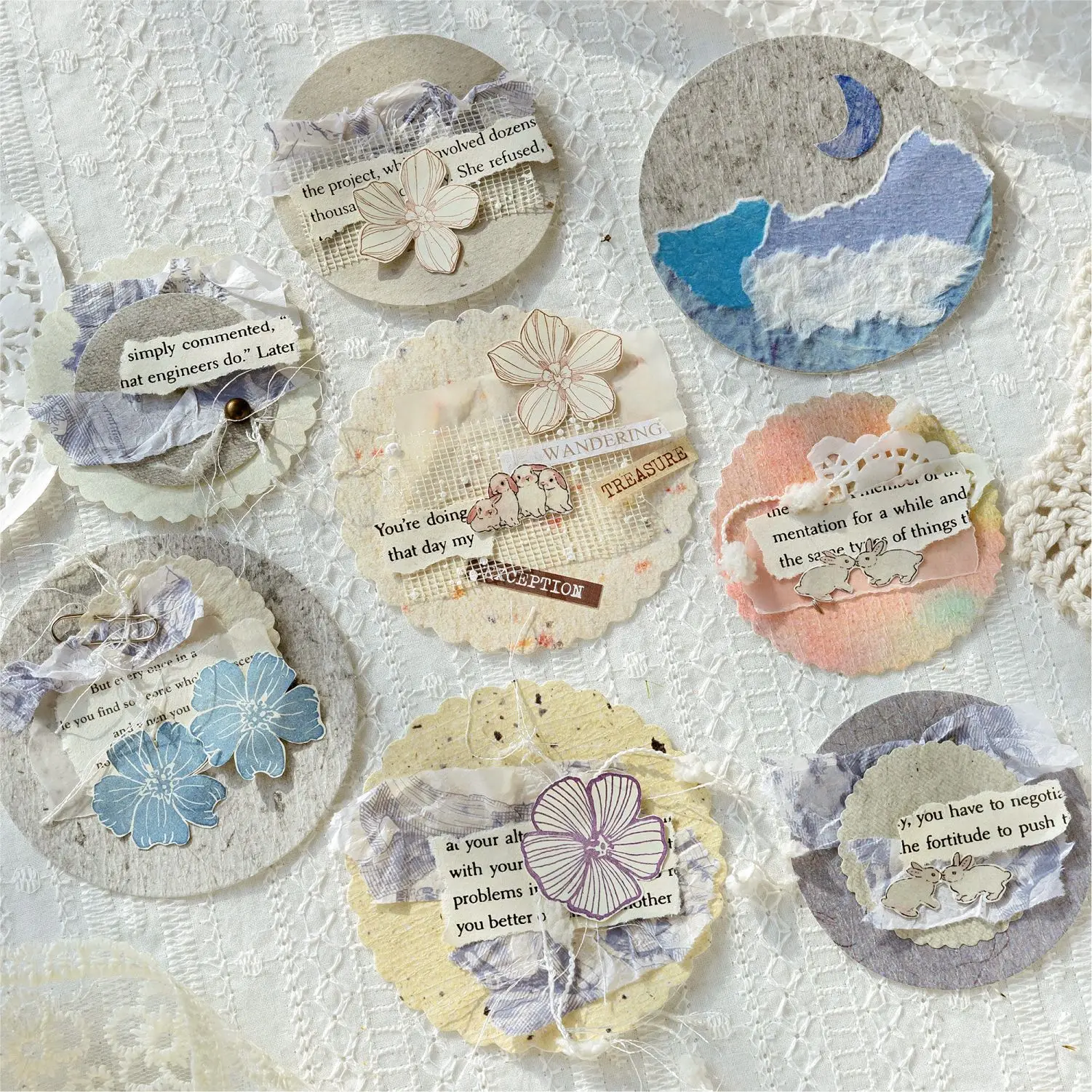 150pcs paper between round piece series letterpress round material paper handbook collage DIY photo frame phone case notebook