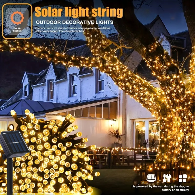 5M-32M LED Solar String Lights 300LED 8 Modes Solar Powered Xmas Outdoor Lights Waterproof Starry Christmas Fairy Lights
