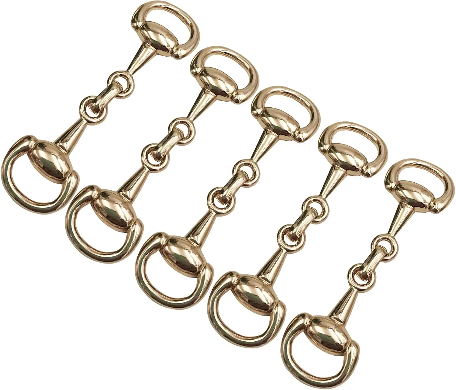 6 PCS Light Gold Horse Bit Key Chain Snaffle Bit Buckle Elegant Horsebit สร้างประณีตเครื่องประดับขี่ม้า
