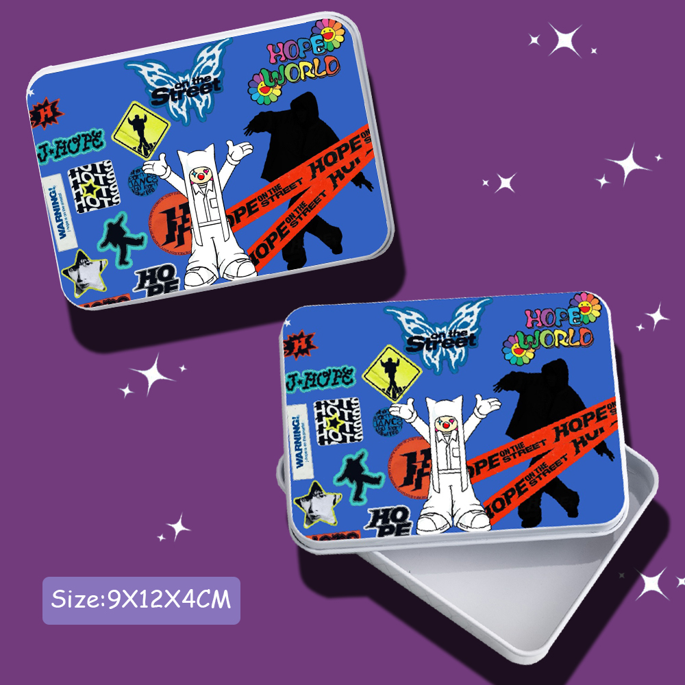 Kpop フォトカード収納ボックス JIMIN MUSE アルバム LAYOVER V JIN HAPPY ロモカードブリキ缶ケースボックスコインヘッドフォン収集ボックス