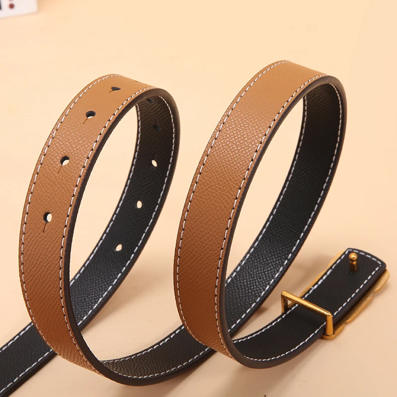 Nuevo cinturón fino de cuero de vaca con hebilla lisa de lujo para mujer, cinturón estilo Instagram Simple y de moda de 2,5 cm