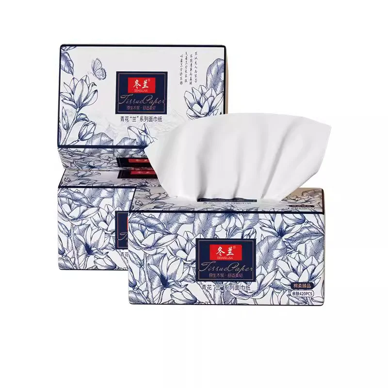 20 Packs Full Case of 420 Sheets of Toilet Paper Wholesale Log Napkins Embossed Facial Tissue Paper Household Paper Towels