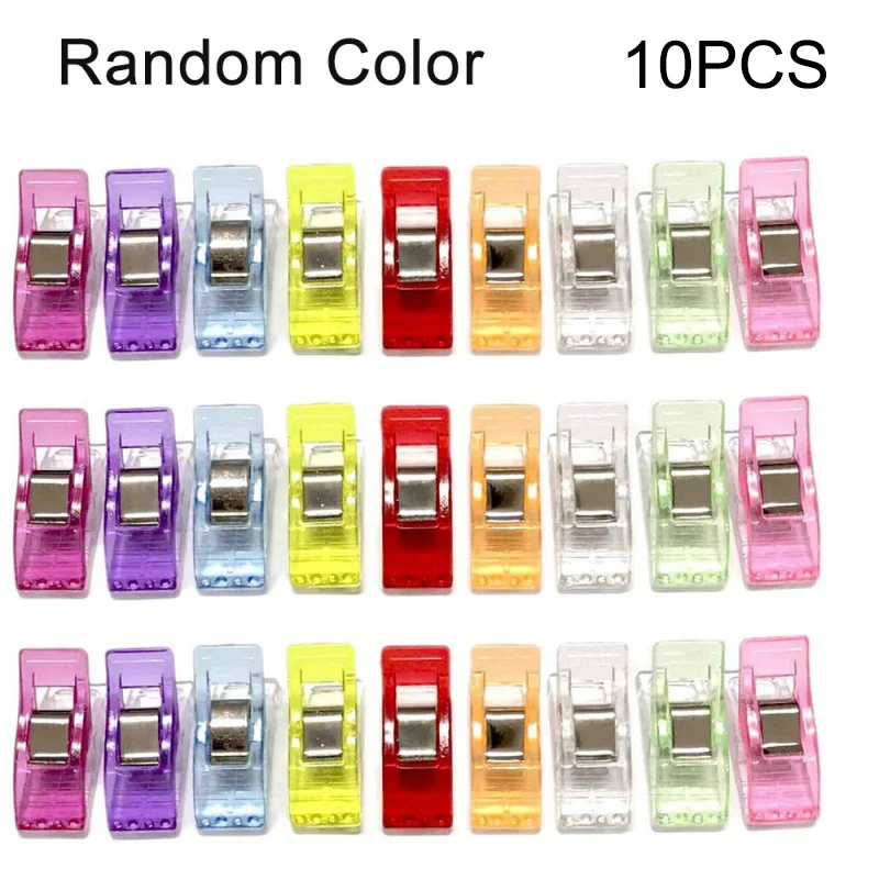 คลิปหนีบพลาสติกคละสี10ชิ้นคลิปสำหรับเย็บหน้ากาก DIY ควิลท์คลิปสำนักงานบ้านอุปกรณ์งานฝีมือผ้าควิลท์เก็บอาหาร
