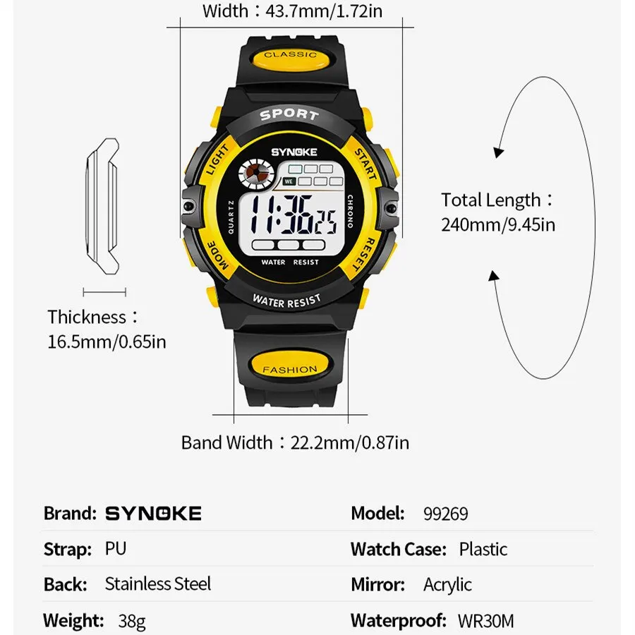SYNOKE-reloj electrónico multifuncional para niños y estudiantes, accesorio deportivo, resistente al agua, ligero y a la moda