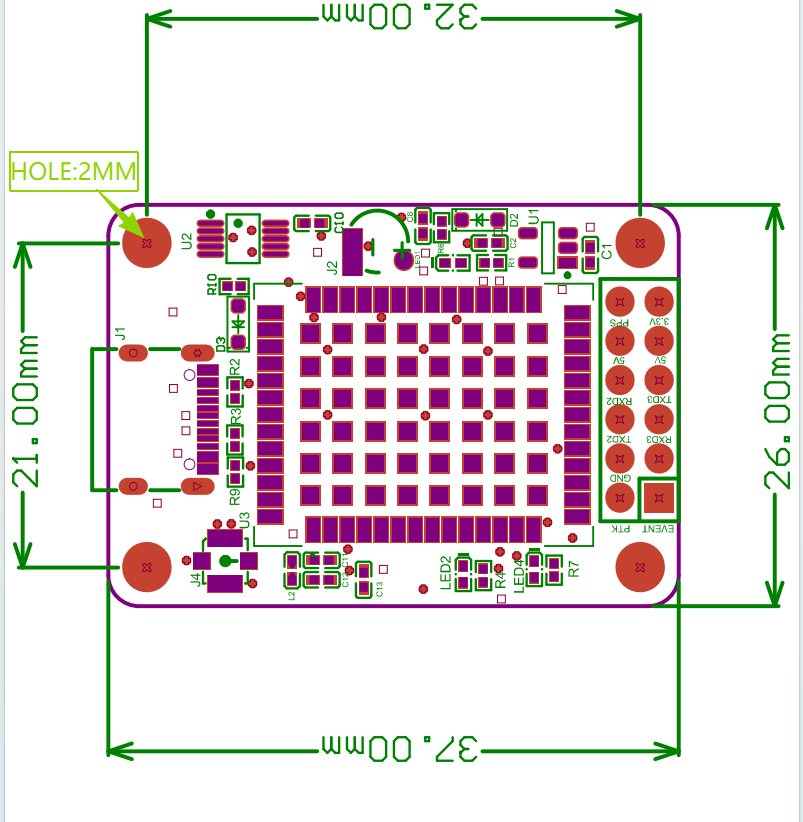 Placa de desarrollo Hexin Xingtong Um980, tamaño pequeño