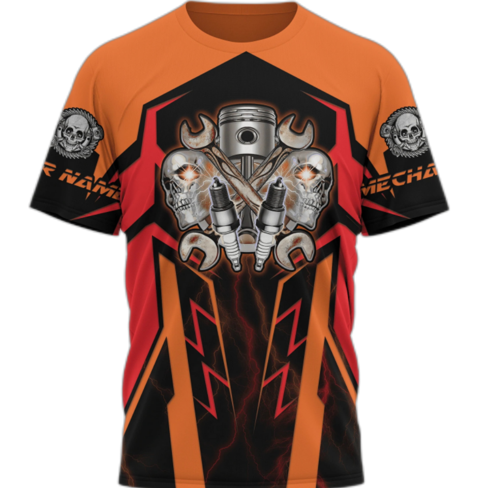 T-shirt męski koszulka w stylu vintage odzież letnia spersonalizowana nazwa mechanik 3d topy z nadrukiem 5xl Street Casual Sports sweter oversize