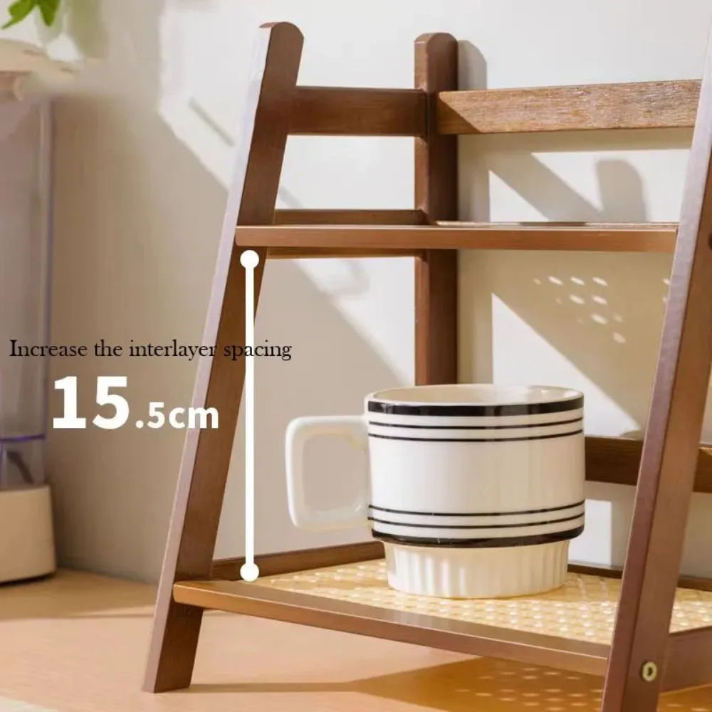 Doppelschichtiges Bambusregal, 2-stufiger Desktop-Organizer, Präsentationsregale, Büro, Schreibwaren, Büroaufbewahrung, Make-up-Organisation für Waschtisch