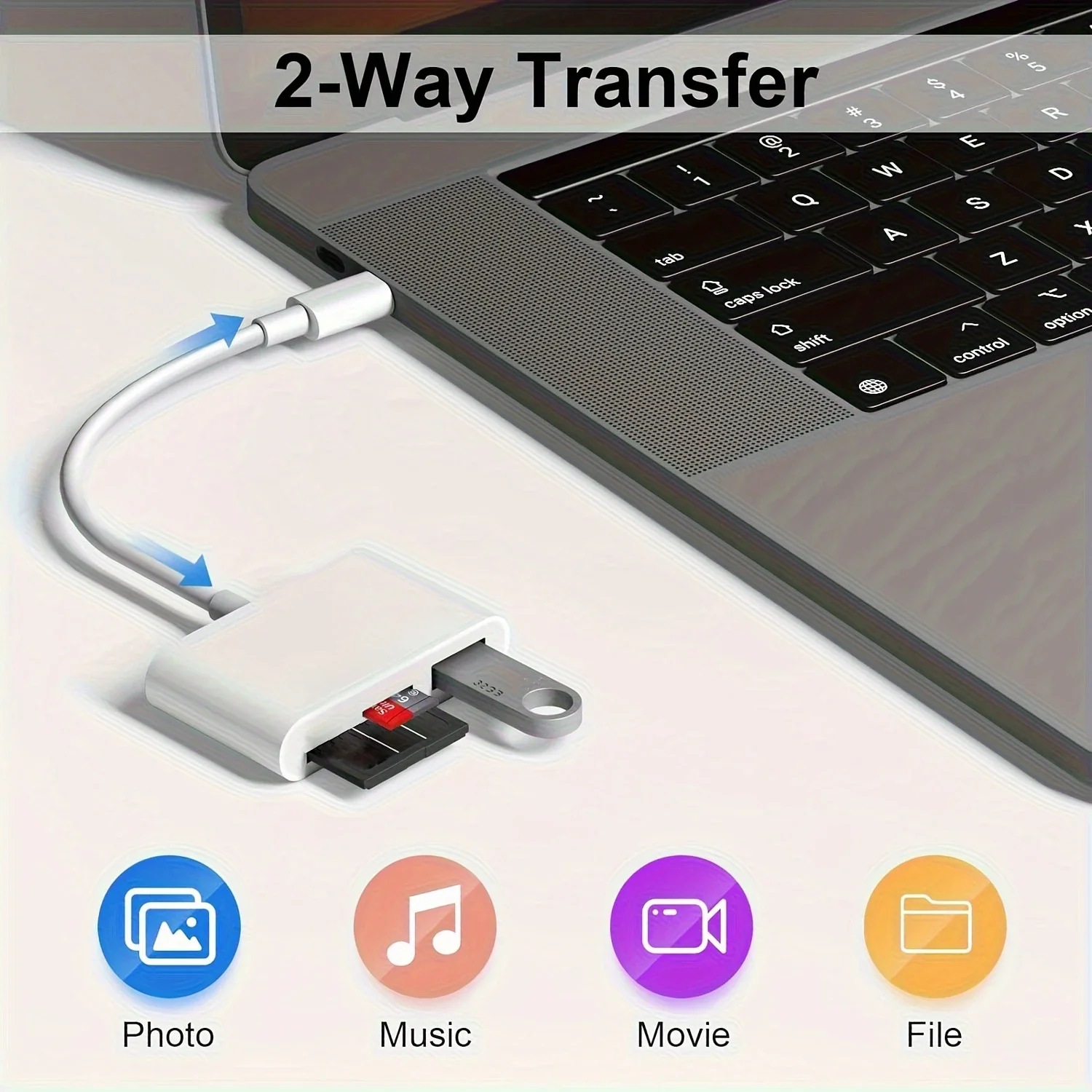 อะแดปเตอร์ 3 ใน 1 Type-C, Tf, Cf, Sd, เครื่องอ่านการ์ดหน่วยความจําเข้ากันได้กับ iPhone iPad MacBook แล็ปท็อป Android, PC และ Acc