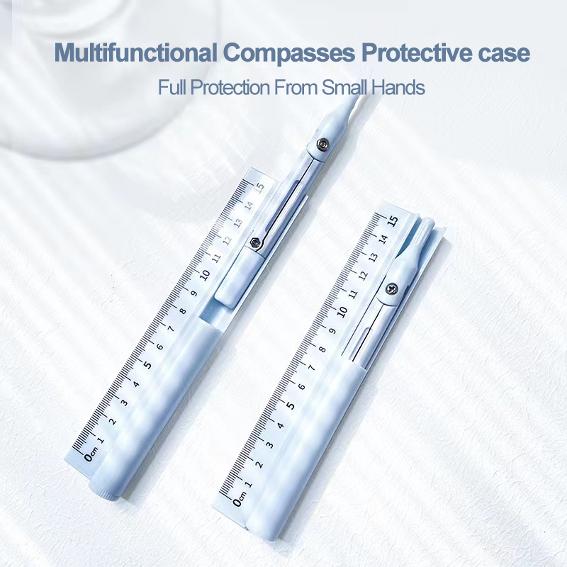 Bolígrafo con brújula multifuncional, lápiz 3 en 1, diseño de dibujo de doble uso, papelería para estudiantes, herramienta de dibujo para exámenes