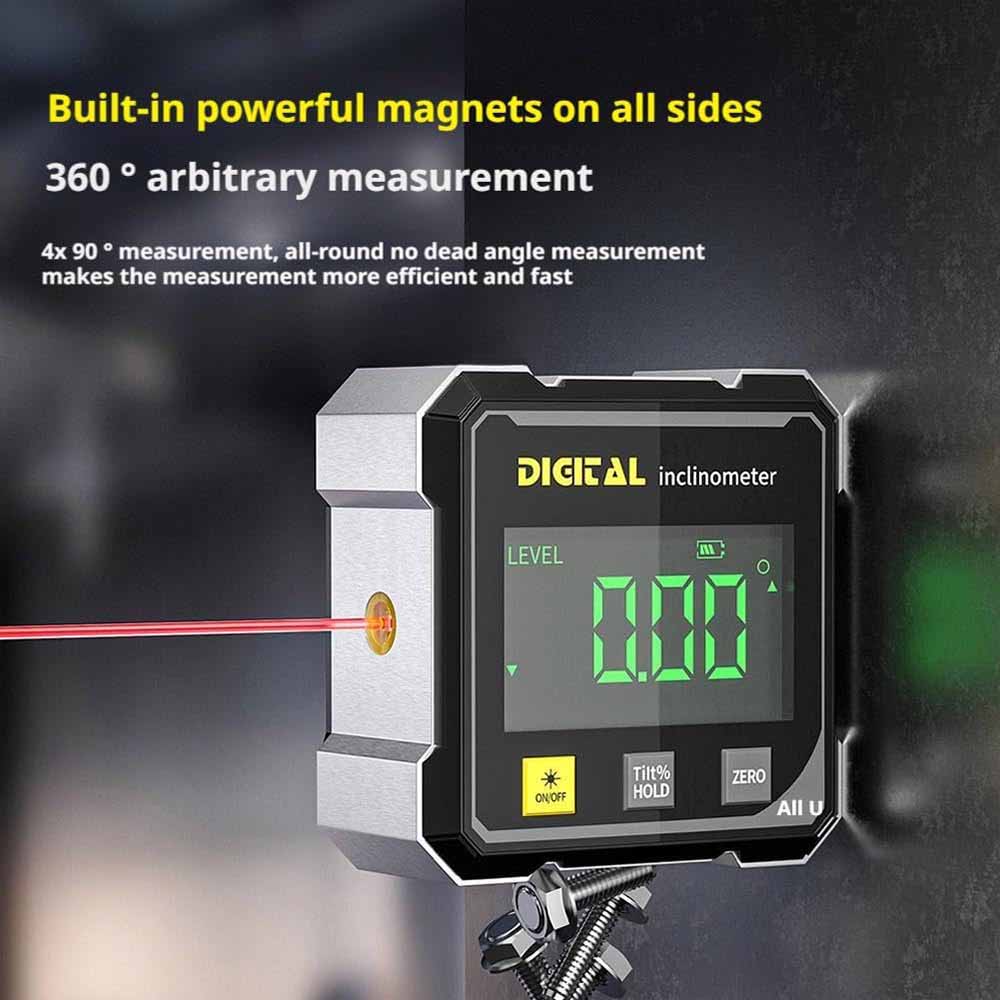 4-Side Magnetic Digital Angle Gauge With Laser Electronic Protractor Horizontometer Inclinometer Angle Ruler Slope Measuring