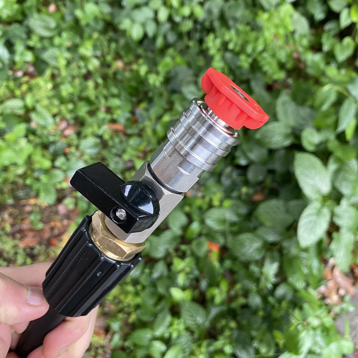 Adaptador M22 de 14/15MM con válvula de bola con enganche rápido de 1/4" para interruptor de encendido/apagado de manguera de lavado de alta presión