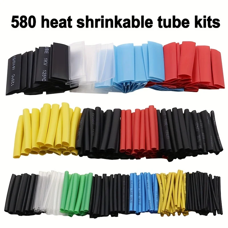 560/580/800 PCS Tubi termorestringenti 2:1, Set di tubi assortimento di avvolgicacce in filo metallico Kit tubi termorestringenti per isolamento elettrico (6 colori)