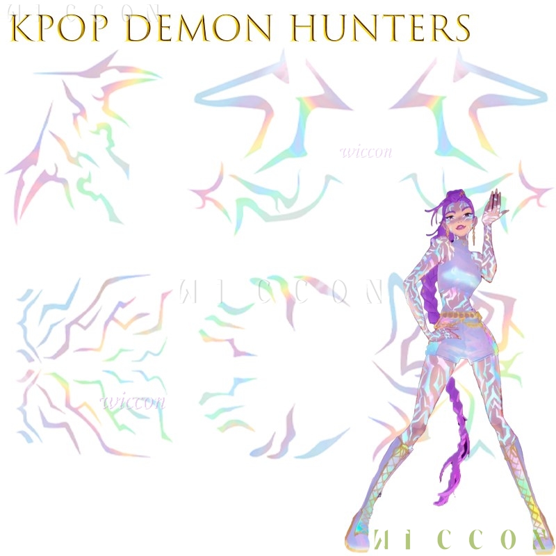 Anime Huntrix Demo N Hunters k-pop Devil Boys Jinu Rumi tatuaje Prop cuerpo pegatinas de rayas Cosplay disfraz fiesta de Halloween