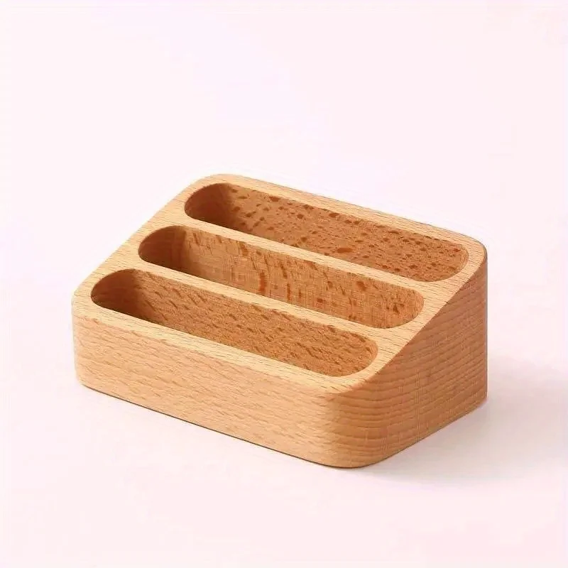 Holz Desktop Visitenkarte Display Stand Memo Halter Aufbewahrungsbox Holz Karten Organizer für Büro