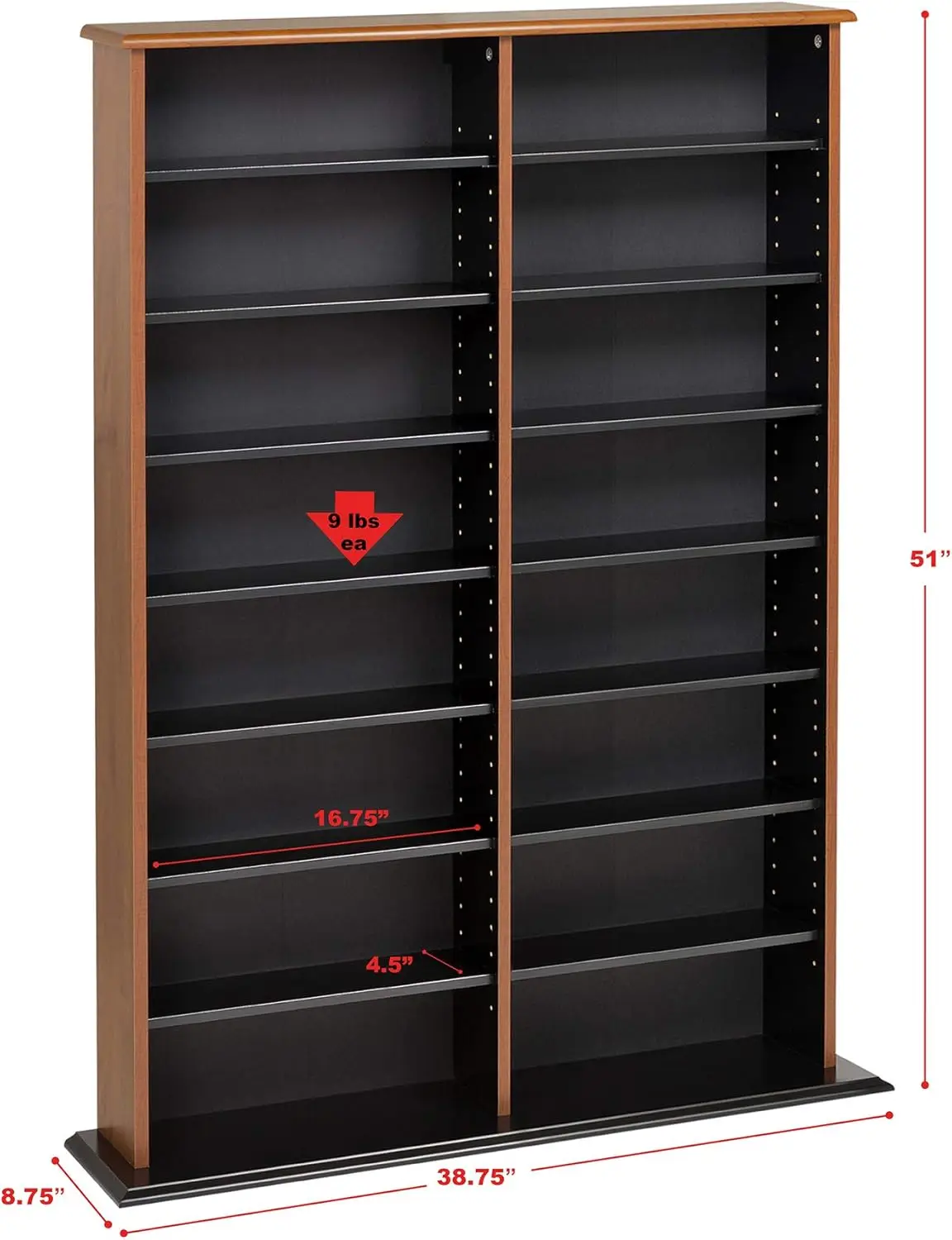 Double Width Wall Storage, Cherry and Black