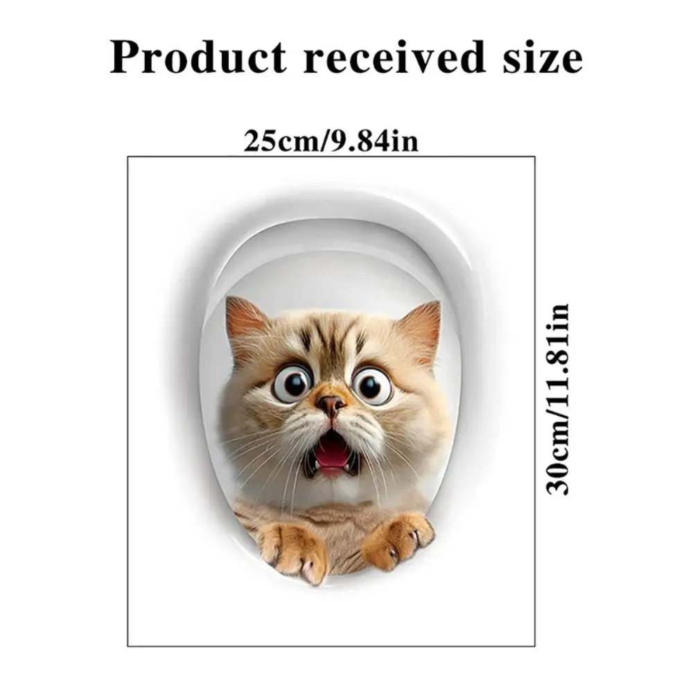 Pegatinas de inodoro de gato 3D creativas y divertidas, pegatina de pared resistente al agua DIY, calcomanías autoadhesivas para asiento de inodoro de ardilla