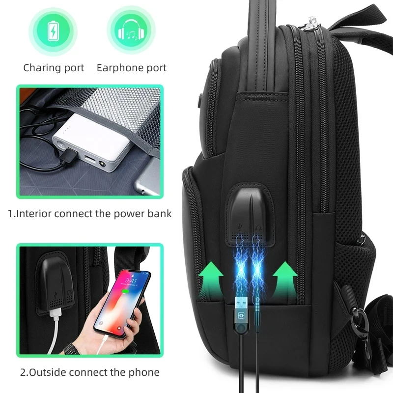 Wipersoon-男性用盗難防止クロスボディバッグ、チェストバッグ、新しい