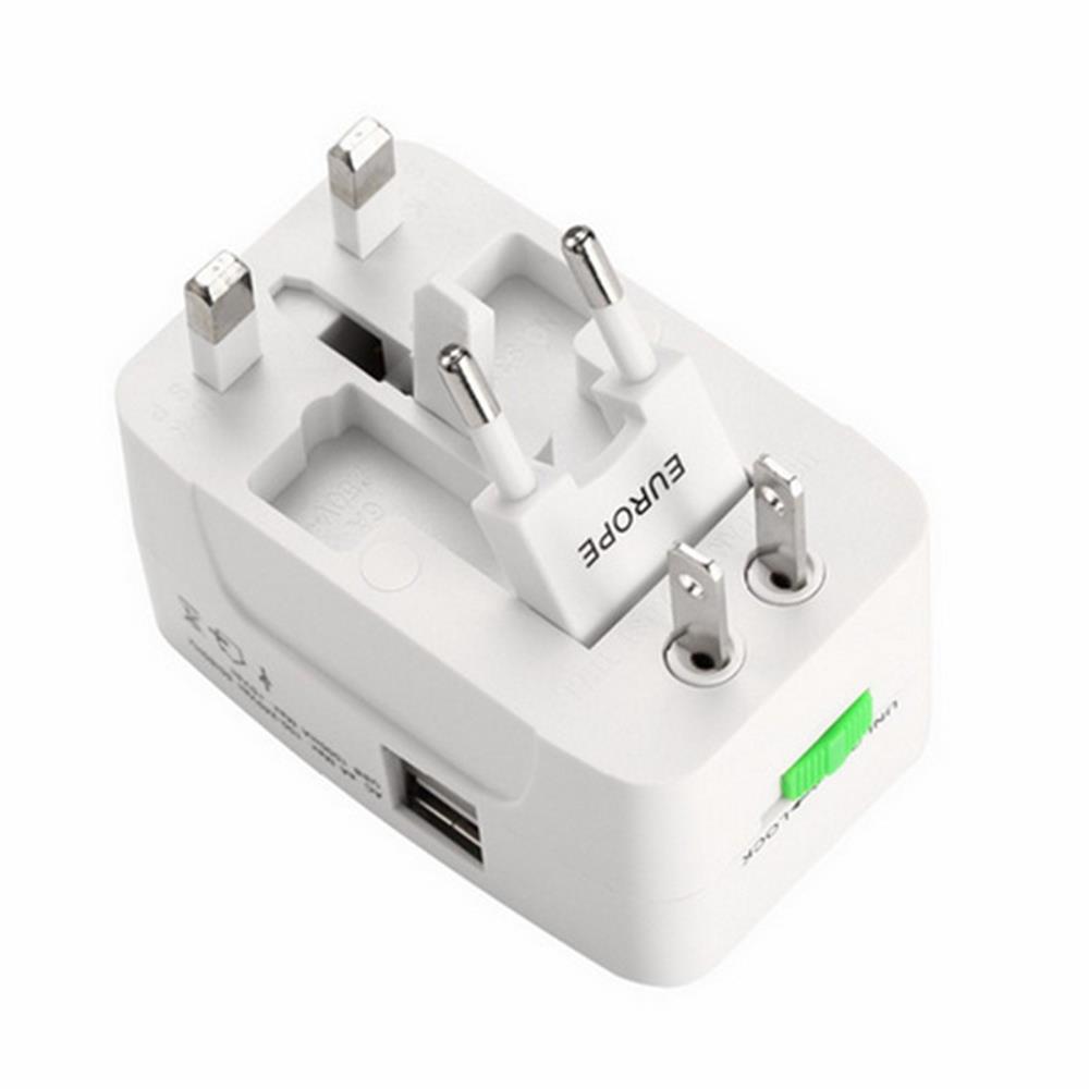 ตัวแปลง USB 2พอร์ตปลั๊กตัวแปลงสากลสำหรับการเดินทางทั่วโลกอะแดปเตอร์ชาร์จในรถยนต์ไฟฟ้ากระแสสลับ AU US US UK EU
