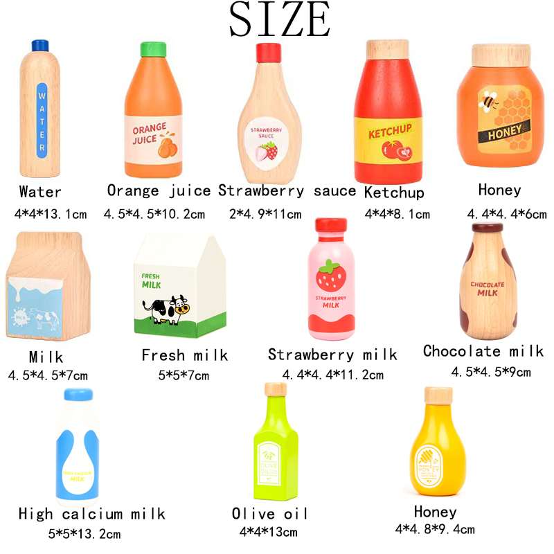 เล่นของเล่นไม้ชุดเครื่องดื่มอาหารของเล่น Montessori เด็กการศึกษาเกมจําลองของเล่นของขวัญสําหรับเด็กวัยหัดเดิน