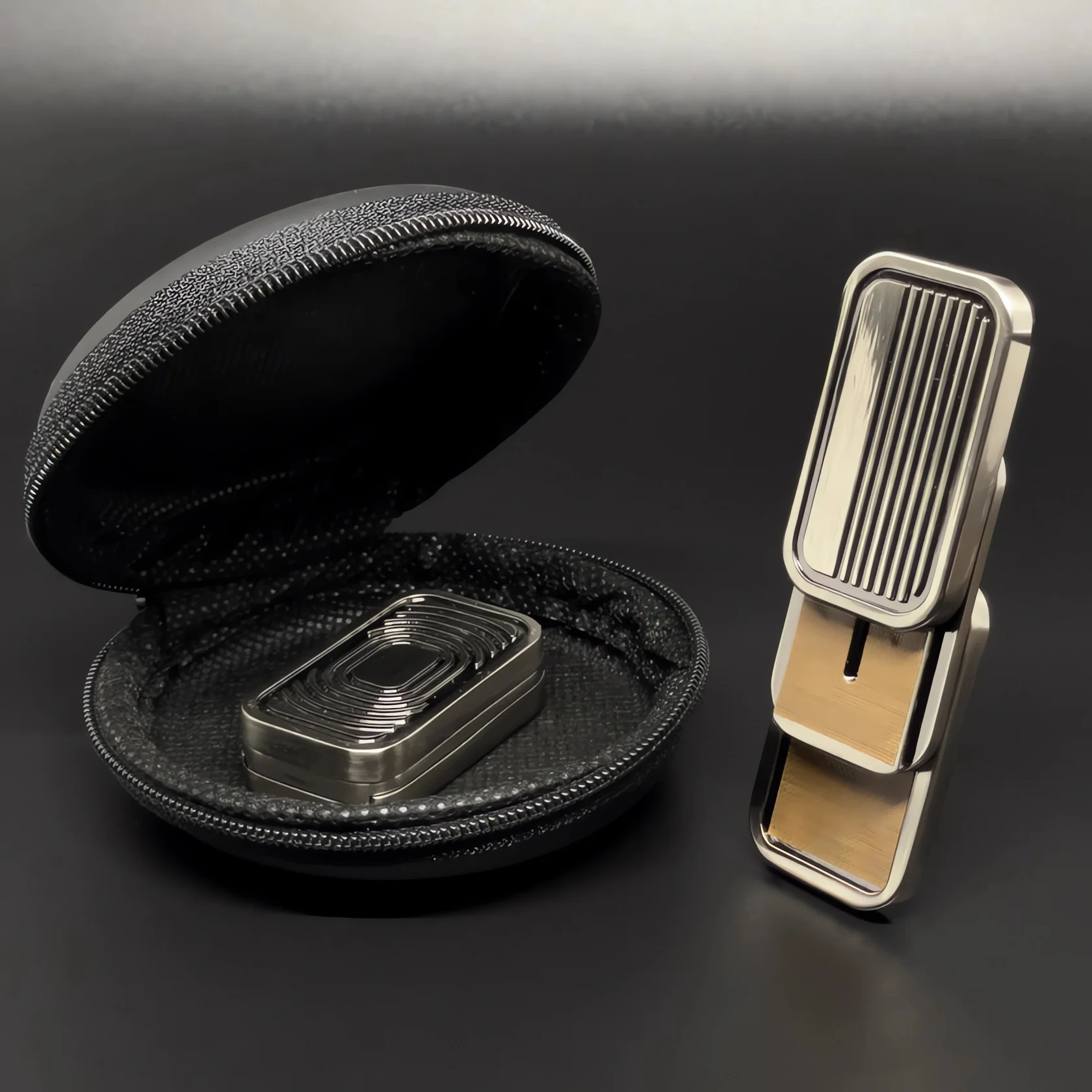 Triple Push Slider Magnetic Fidget Slider, กล้องรูป ADHD Push Slider ของเล่นโลหะกดคลิกความวิตกกังวลความเครียดบรรเทา Fidget ของเล่น