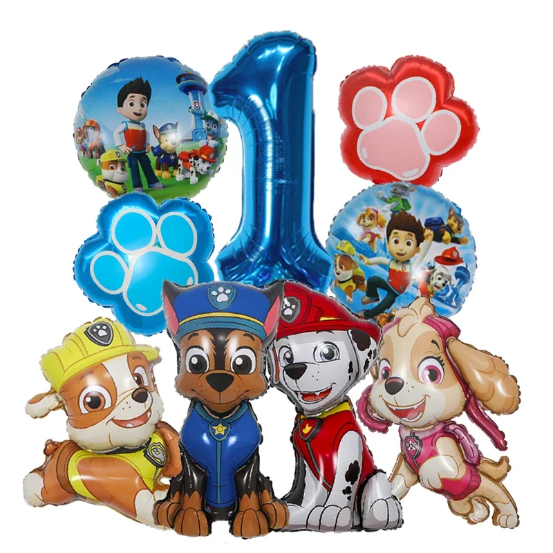 9 ชิ้นการ์ตูน Paw Patrol Theme ฟอยล์บอลลูนจํานวนบอลลูนเด็กวันเกิดตกแต่งของขวัญเด็ก Party Chase Skye บอลลูน