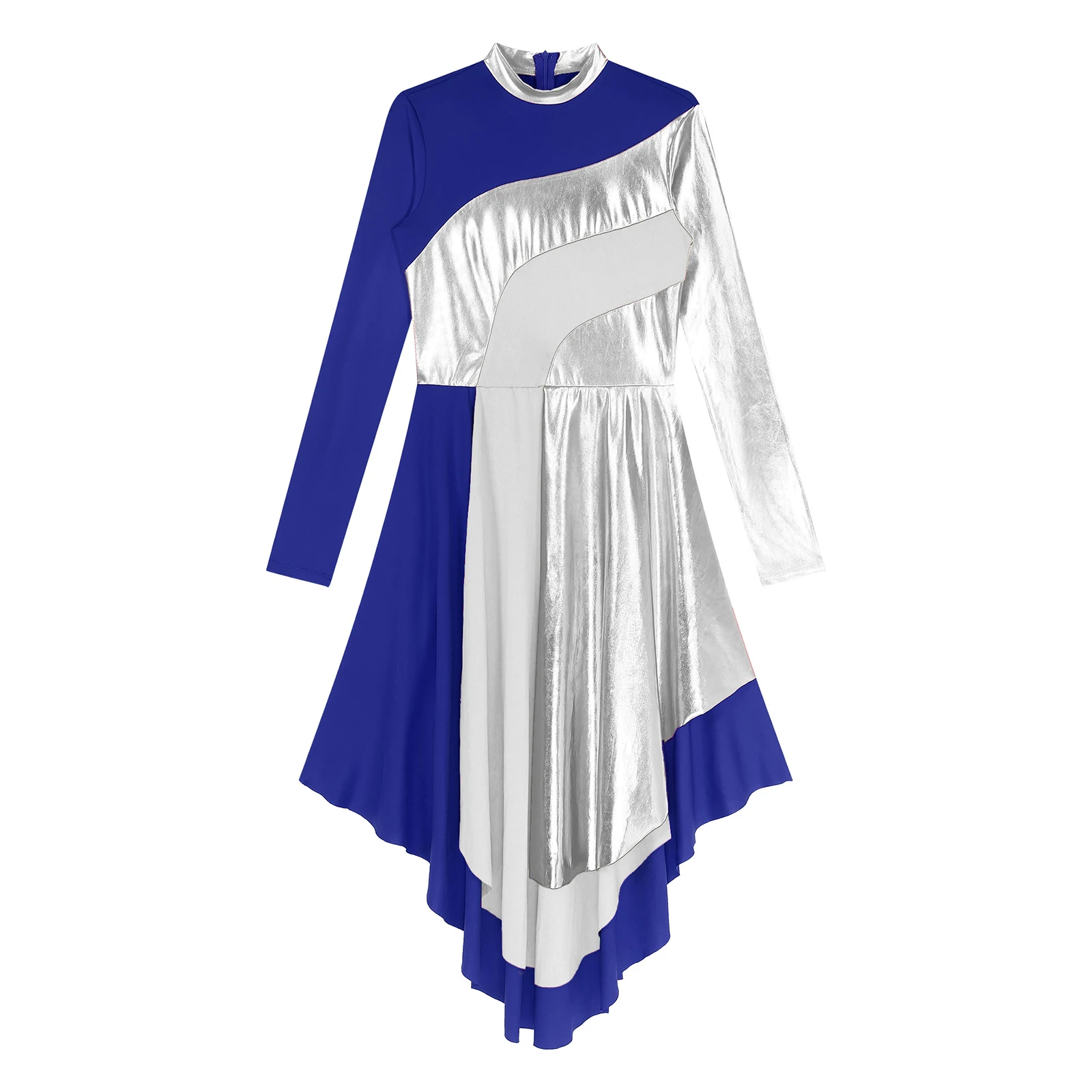 Frauen Farb block liturgisches Lob Tanz kleid Kirche Anbetung Kirche Kostüm Ballett lyrisches Kleid unregelmäßigen Saum Tanz kleidung