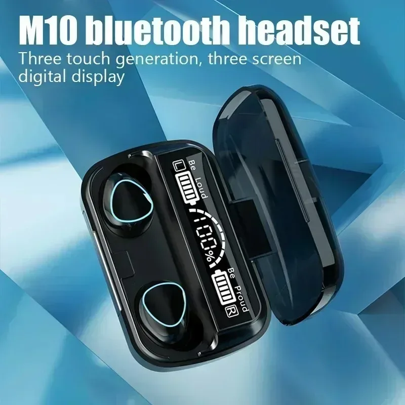 Auriculares Bluetooth M10, auriculares manos libres con pantalla LED, auriculares inalámbricos Bluetooth, auriculares impermeables para juegos