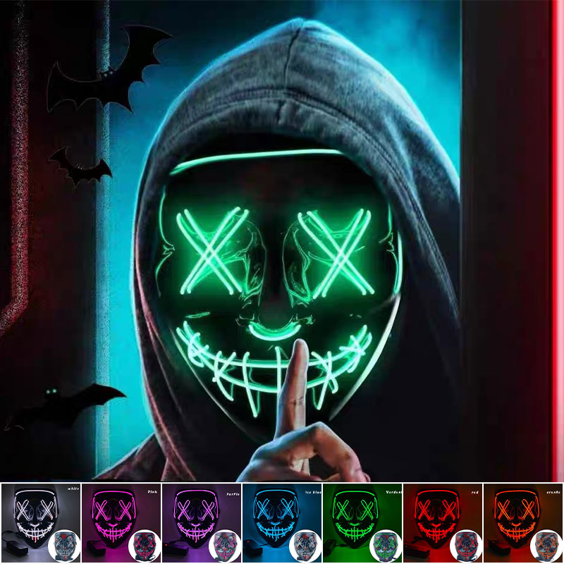 Maschere a emissione di luce a led Vacanze Spettrale Vestire Oggetti di scena Maschere di ruolo per giochi di Halloween Maschere in maschera