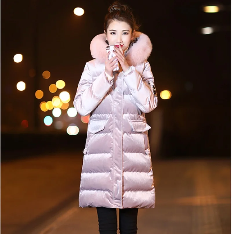 Ropa de algodón para mujer, abrigo grueso de terciopelo dorado, sección larga, versión coreana, invierno, 2023
