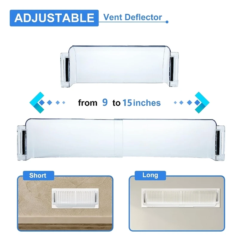 2 pcs ปรับ Air Vent Deflector Clear Deflector สำหรับเพดาน Registers Floor
