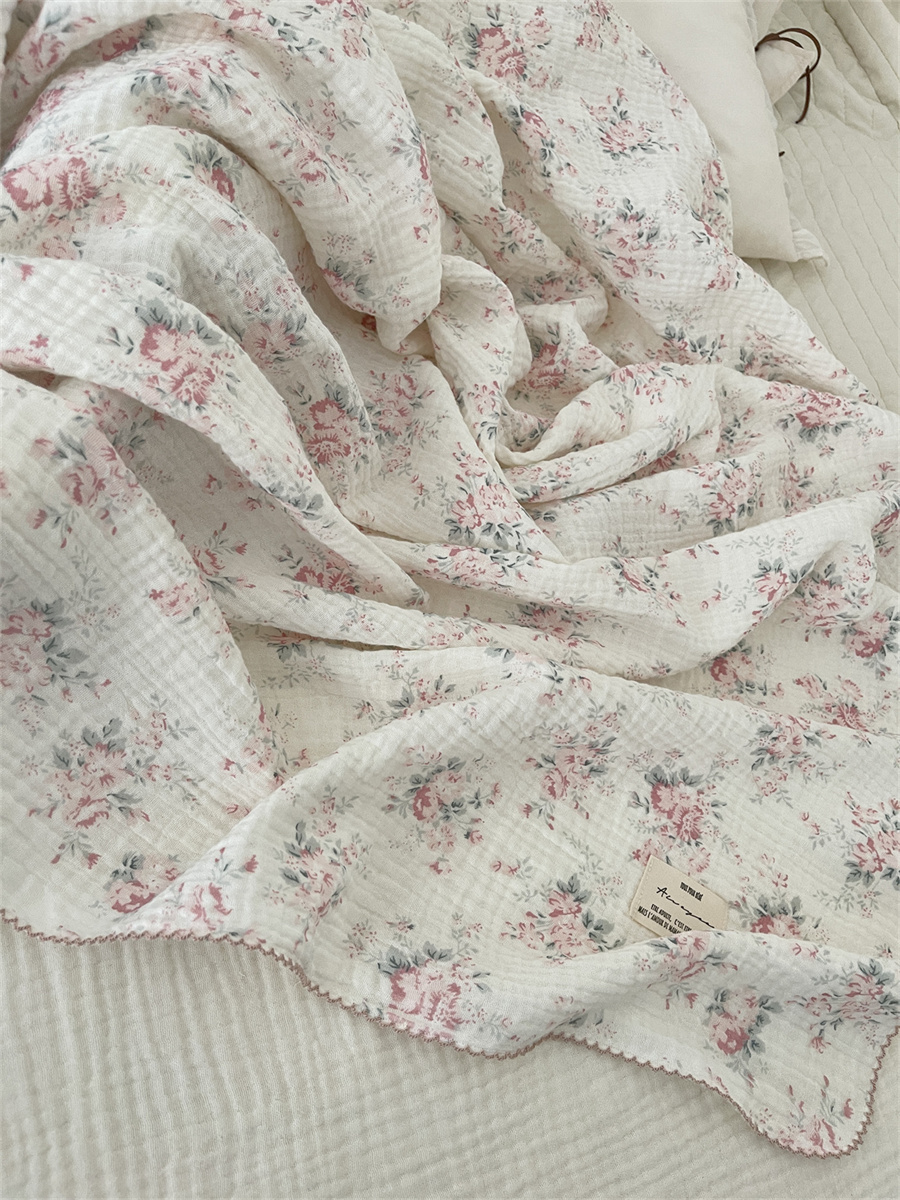 Coperta per neonati Mussola di cotone morbido floreale Coperta per neonato Coperta per la ricezione Asciugamano da bagno ad asciugatura rapida Copertura per passeggino