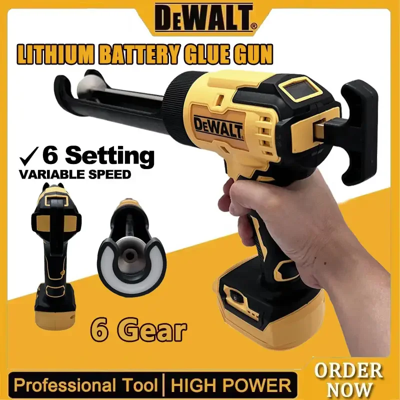 Pistolet do klejenia szkła DeWALT, klej do szkła, uszczelniacz, narzędzie do uszczelniania, bezprzewodowy pistolet do szkła, drzwi, okien, pistolet do wypełniania i szycia.
