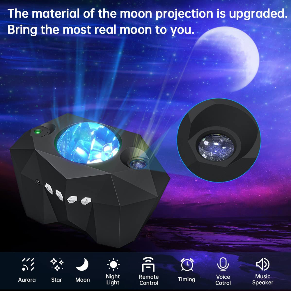 スターライトオーロラギャラクシームーンプロジェクターリモコン付きスカイナイトランプ子供大人ギフトBluetooth音楽スピーカー家の装飾