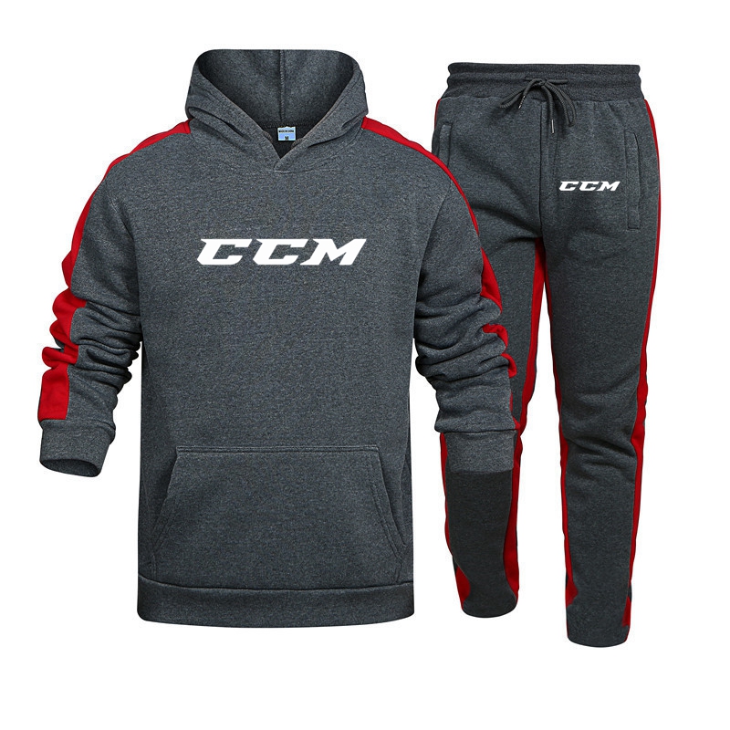 CCM-Conjunto de 2 piezas para hombre, Sudadera con capucha y pantalones de chándal de lana, ropa deportiva a la moda, 2023