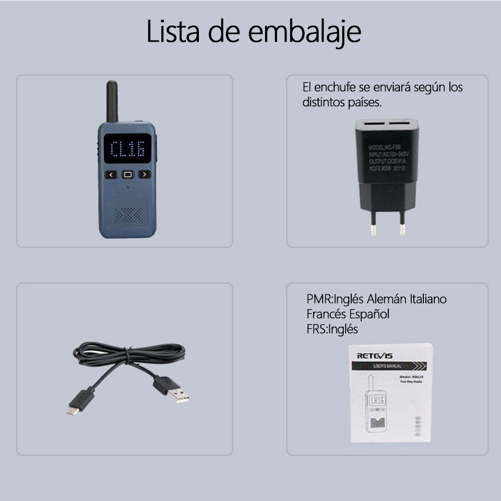 Retevis RB619 Mini Walkie Talkie - Radios PMR446 Profesionales, Larga Distancia, Portátiles, para Restaurantes, Camping y Emergencias