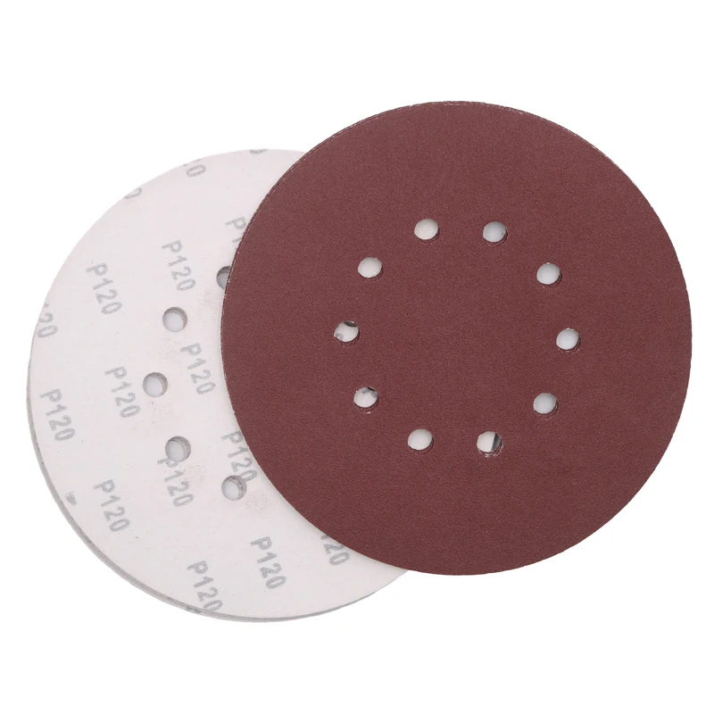 Mới 30 Chiếc Giấy Nhám 225Mm 10 Lỗ Chà Nhám Paper100-320grit Điện Treo Tường Máy Đánh Bóng Nhám Đánh Bóng Chong Chóng Móc Và Vòng Lặp
